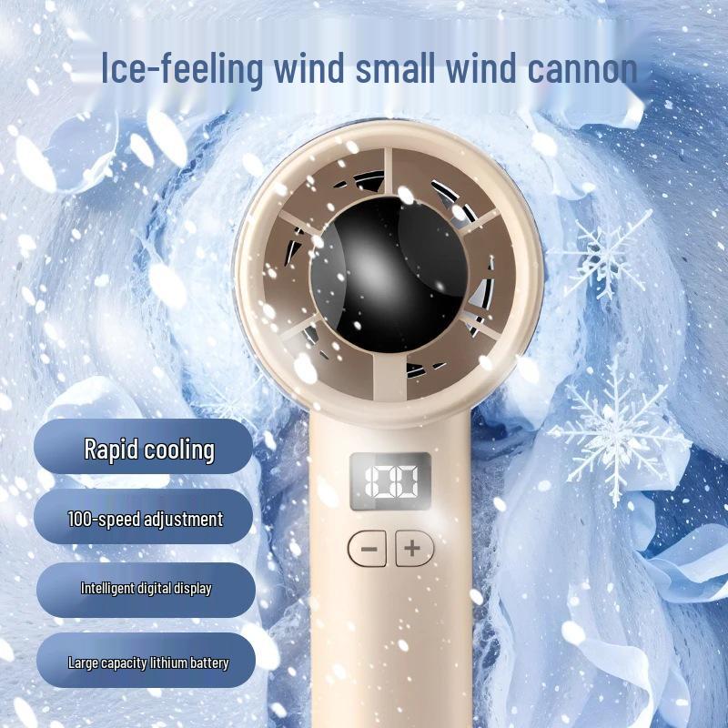 USB Handheld Fan with 100-Speed Digital Display for Outdoor Use – High-Speed Turbine Small Fan for Students