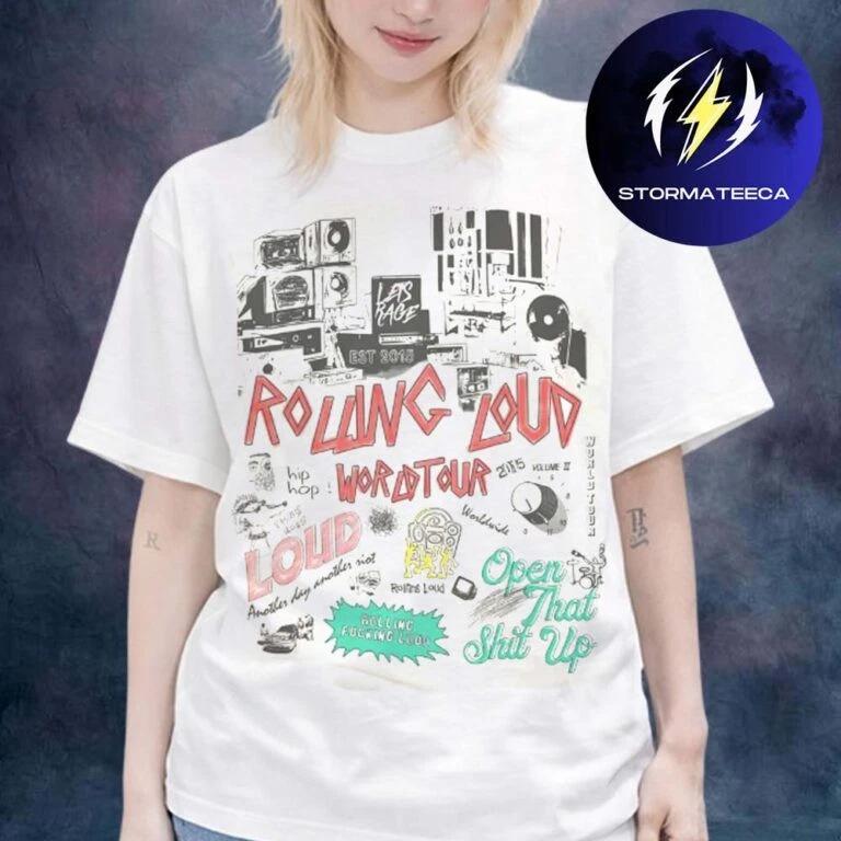 Rolling Loud 2026 Merch World Tour Collage Distreessed White Unisex T-Shirt S