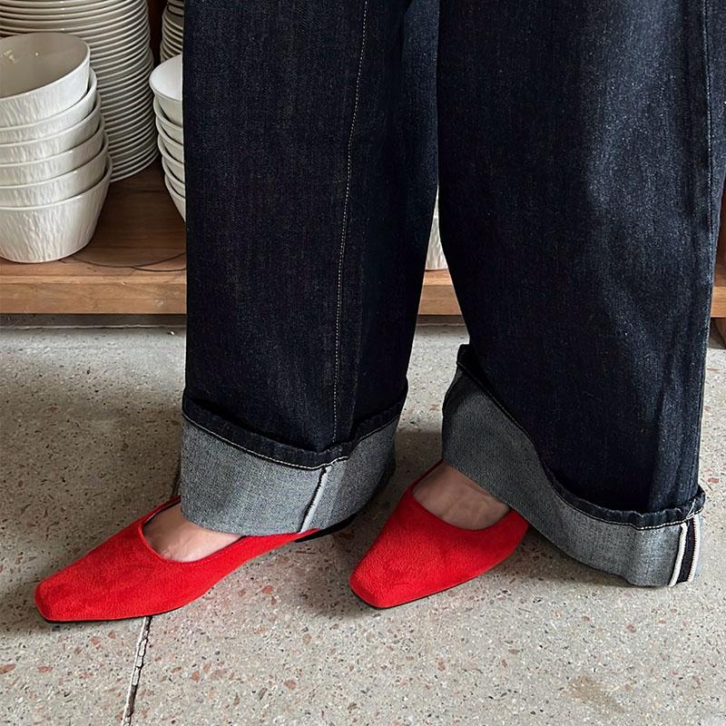 Fashion 2025 New Fashion Flock Women Flats Slip On Shoes Luxury Soft Female Shallow Footwear Square Toe Ladies Flats With Shoes