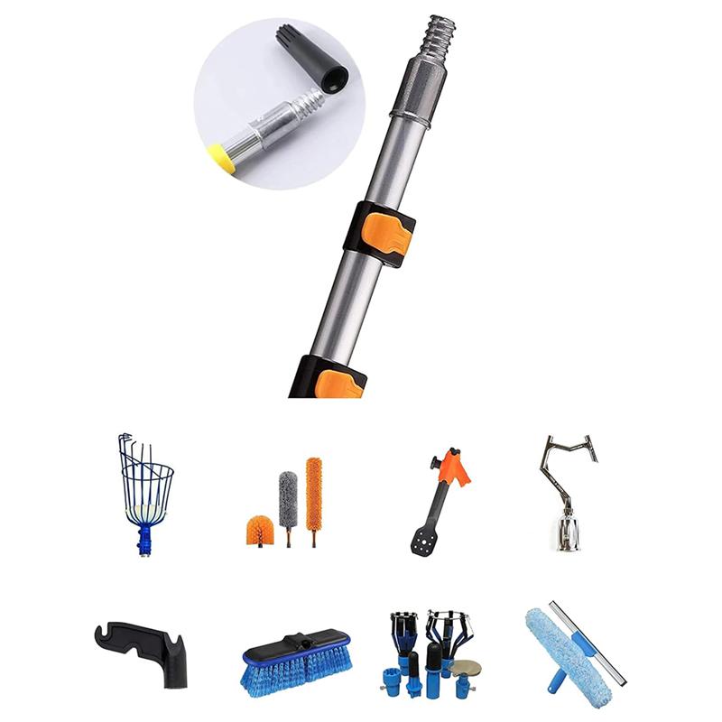 

A55F-Threaded Tip Replacement Repair Kit -Window Squeegee Adaptor-Metal Threaded Handle Tips For 1Inch- 7/8Inch Metal Poles серебряный