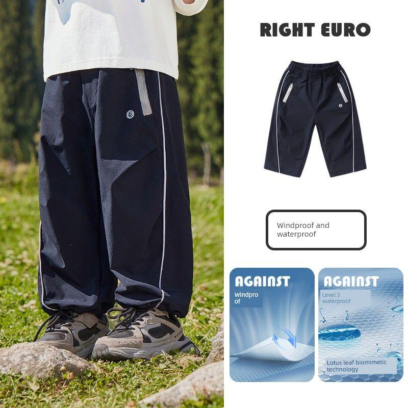 Right European Style Boys' Winter Clothing with Large Pockets, Fleece-Lined, Woven, Waterproof Trousers, New Winter Children's Clothing, Baby Pants