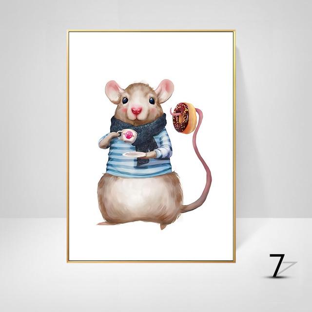 Moderne Cartoon Tier Fuchs Elefant Bär Nordic-Stil Kinderzimmer Dekorative Malerei Hängende Malerei Leinwand Wand Kunst Spielzeug