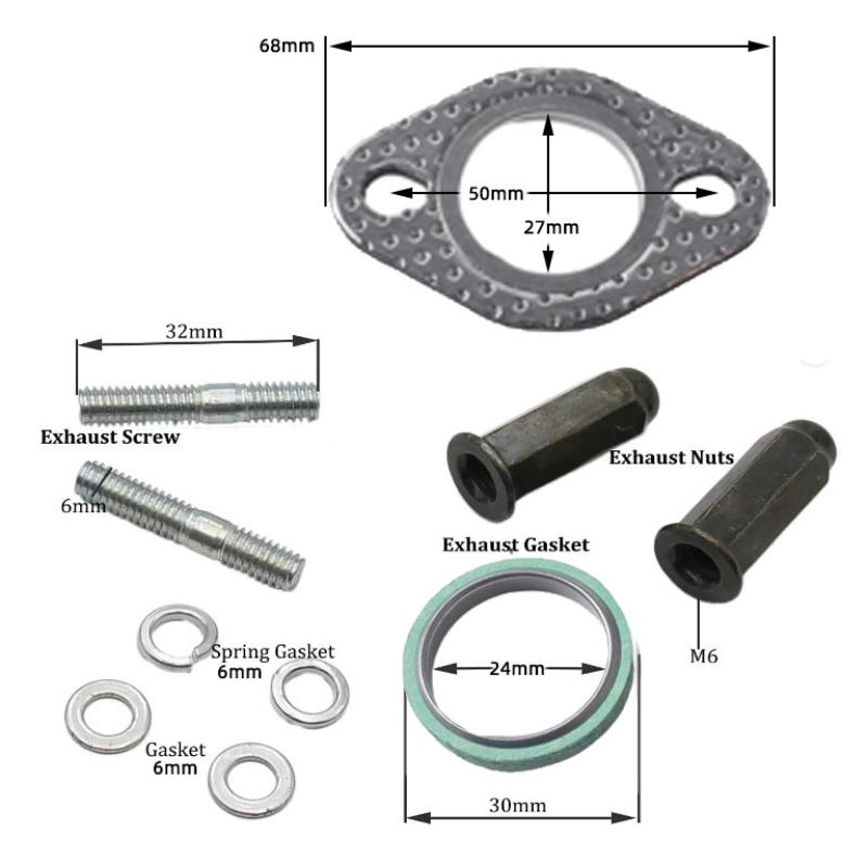 

10Pcs/set For GY6 50-150cc Scooters ATVs Go Karts Moped Quad Parts Exhaust Bolt Gasket Metal Stud Nut Kit Fit