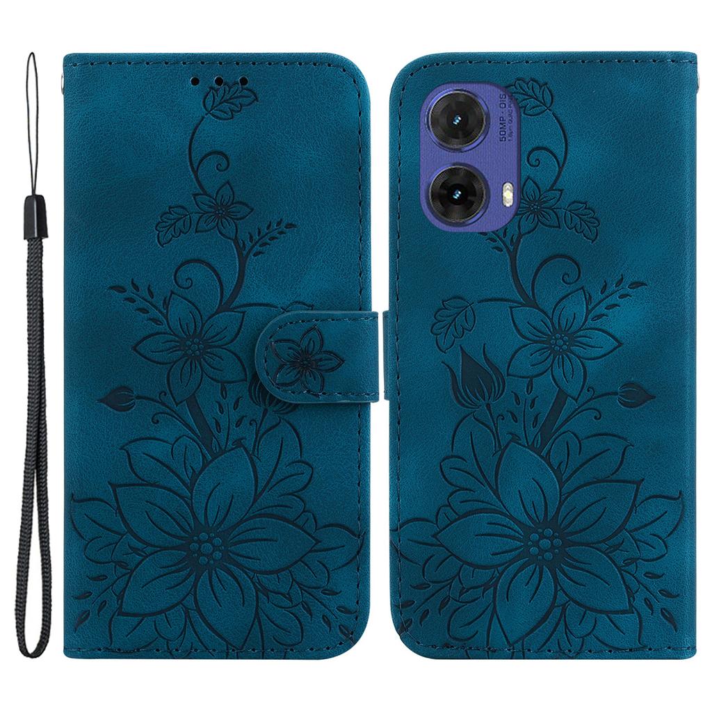 For Motorola Moto G85 5G/S50 Neo 5G Phone Stand Case PU Leather Wallet Phone Cover with Imprinted Flower Pattern
