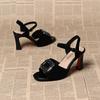 Open-toed Sandals Fish Mouth Low-top Fashion Sandals Summer Thick Heel Fashion Versatile Word with High Heel Sandals