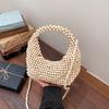 Holzperlen gewebte Knödeltasche Damen Sommer handgefertigt Umhängetasche lässige Strandtasche minimalistisches Design Reisehandtasche