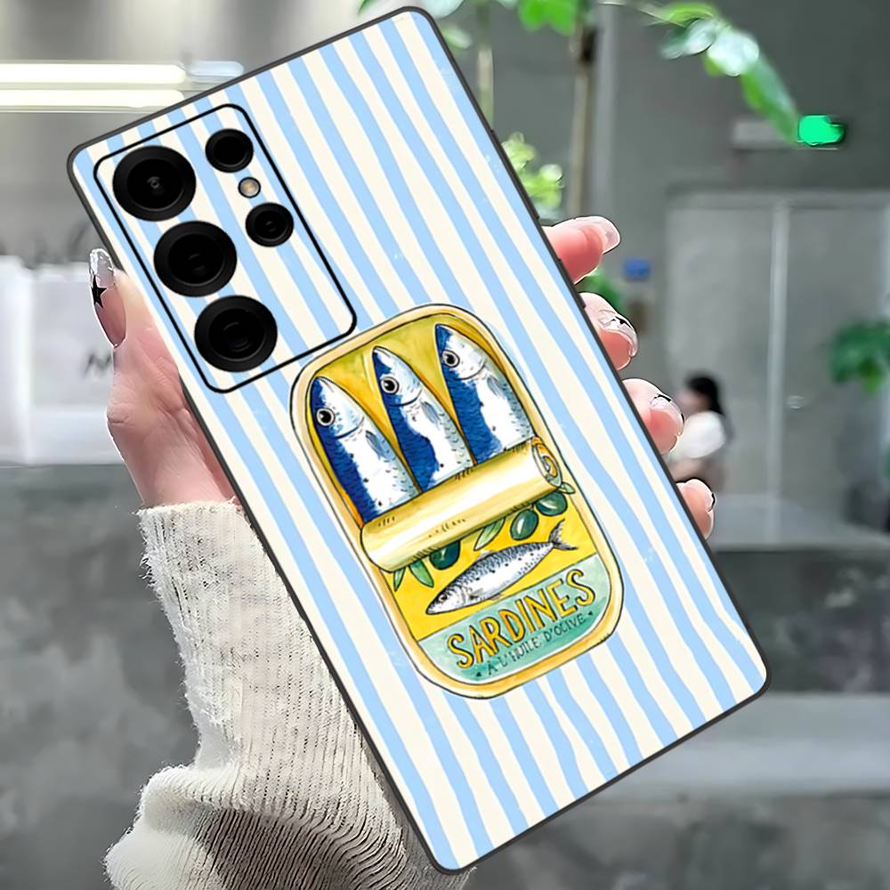 

Sardines Fish Phone Case For Samsung S 24 Fe 25 Ultra Plus 20 Lite 21 30 22 23 24 22 Ultra 5G Fundas Samsung S23 Plus 5G