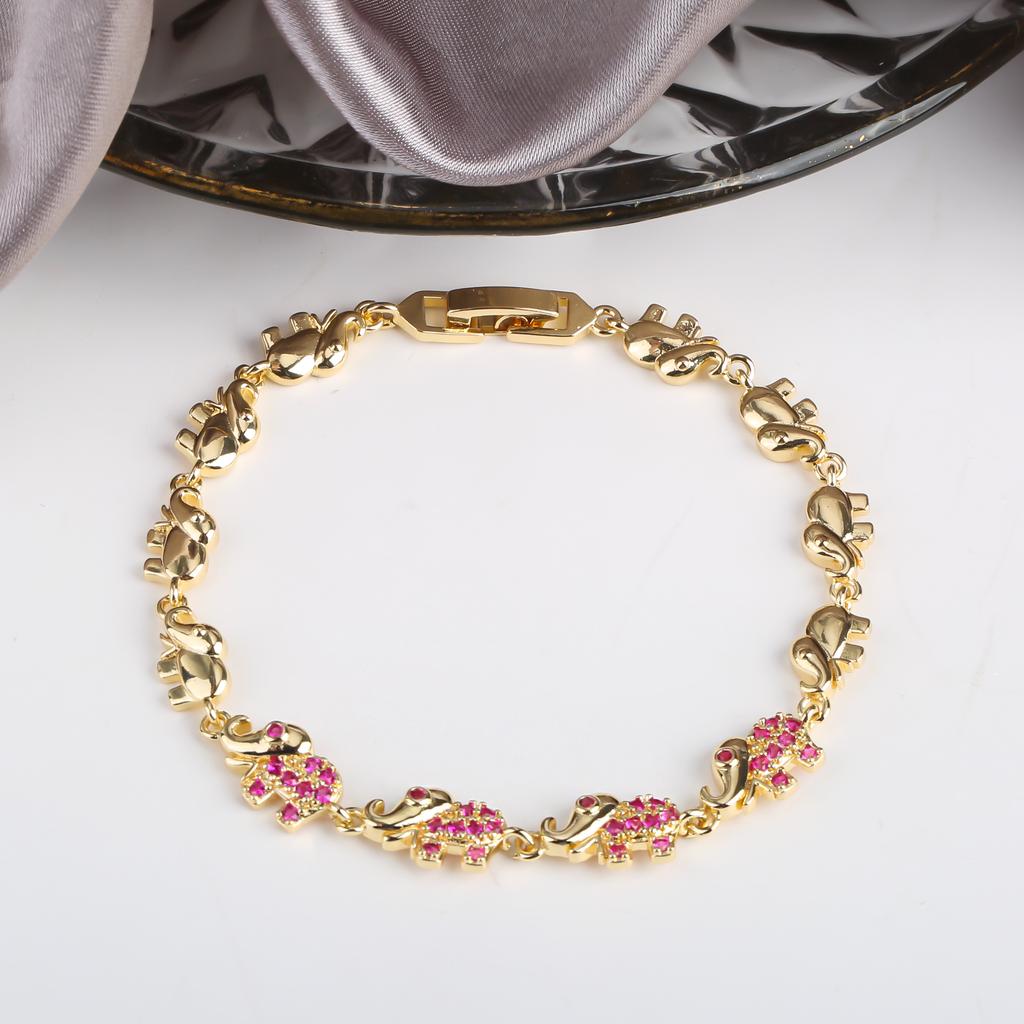 6 Colors New Trendy Gold Plated Zirconia Elephant Bracelet Fashion Animal Bangle Punk Style For Woman Jewelry Gift Daily Wear