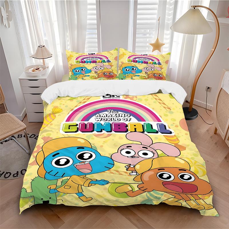 

3pc Cartoon Gumball Bedding Set Guest Room Bedroom Decor Christmas Halloween Decor Birthday and Holiday Gifts- All Seasons 3pcs Quilt 149 135x200cm