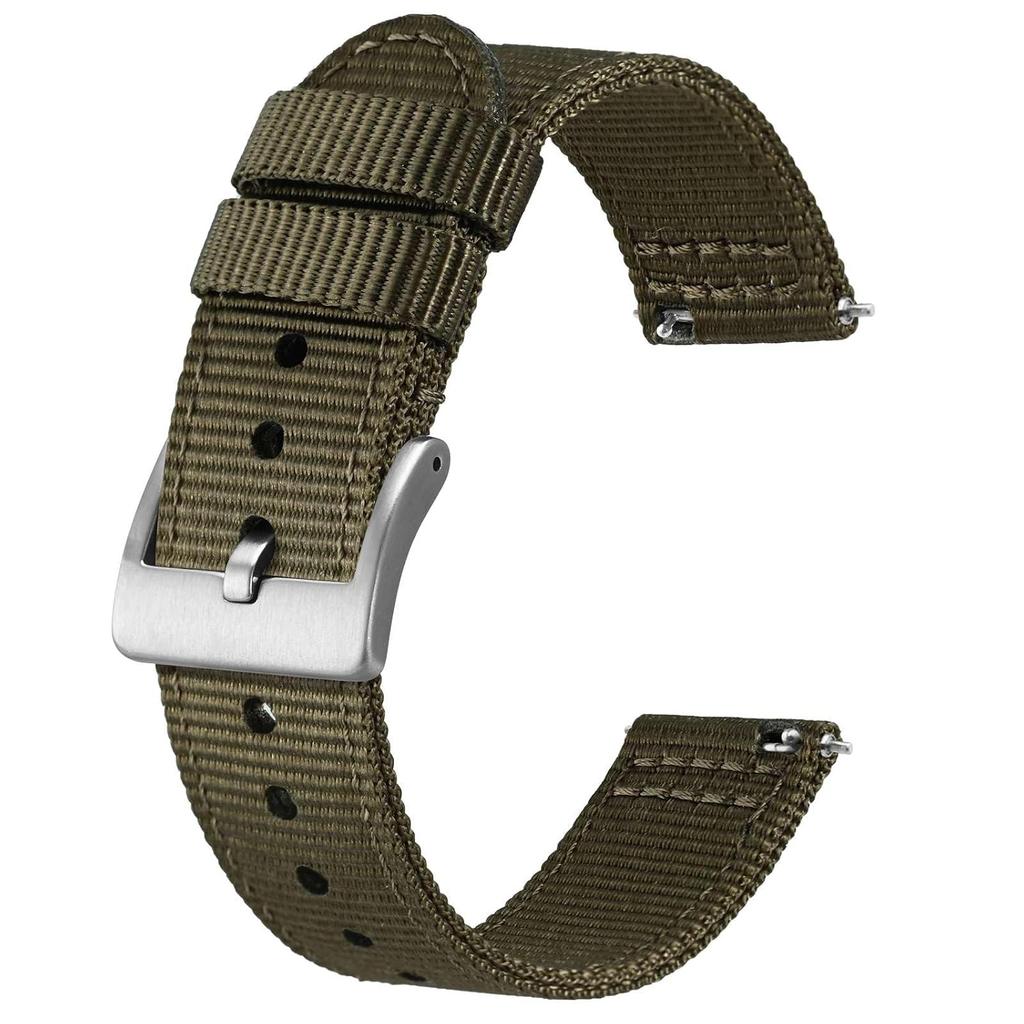 BISONSTRAP Cinturino per orologio in nylon a due pezzi fibbia militare spazzolata sgancio rapido 18mm 19mm 20mm 22mm 24mm cinturino di ricambio uomo