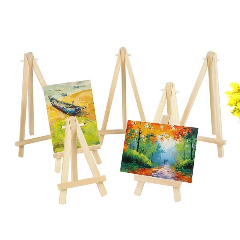 10Pcs Wood Mini Easel Frame Triangle Wedding Table Card Stand Display Holder Children Painting Craft Artist Supplies