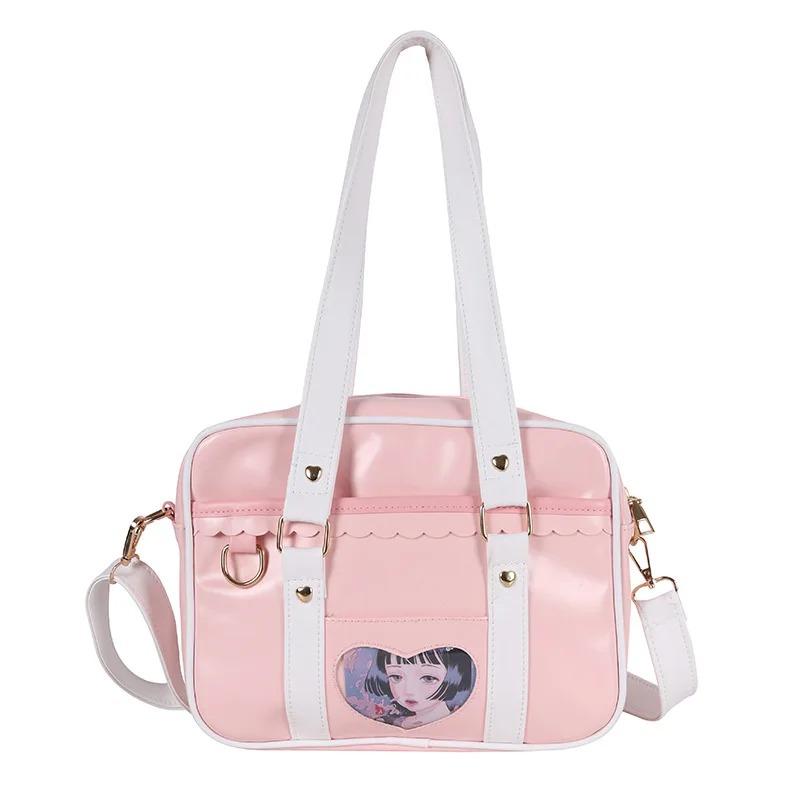 Nová japonská JK přenosná uniformní taška přes rameno PU taška Love Pain Simple Campus Girls Soft Cute Messenger Bag Itabag IB065