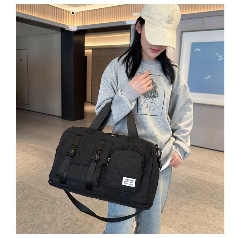 Fashionable and Sporty Dry-wet Separated Fitness Bag for Going Out, Large-capacity Expandable Hand-held Travel Bag with A Handle and Shoe Compartment