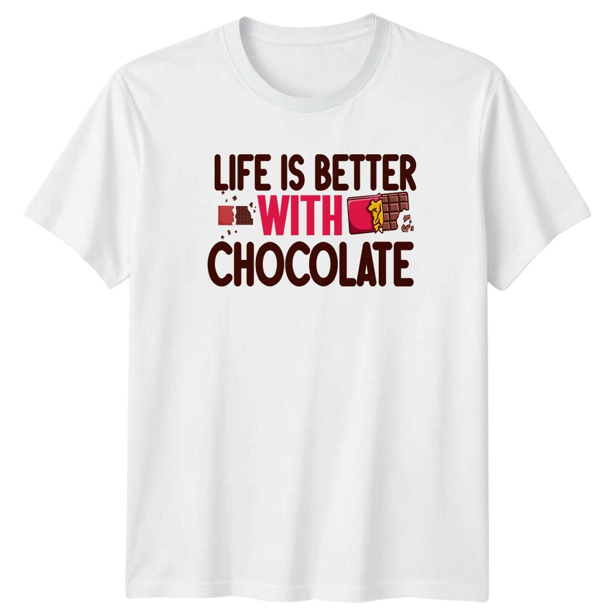 Life Is Better With Chocolate T-Shirt Chocolate Lover Foodie Gift For Him M