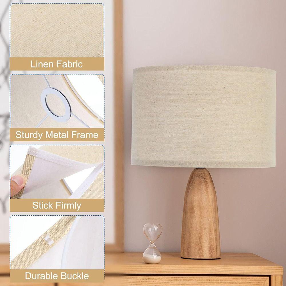 Modern Style Linen Small Lamp Shades Neutral Tone Minimalist Lamp Shade Adapter Beige Color Lamp Shade Ring Lighting Accessories