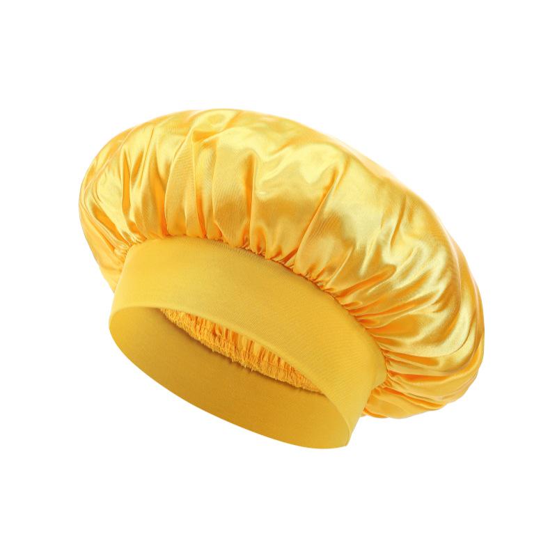 Wide Brim Satin Sleep & Salon Cap: Elastic Headband for Comfort & Care