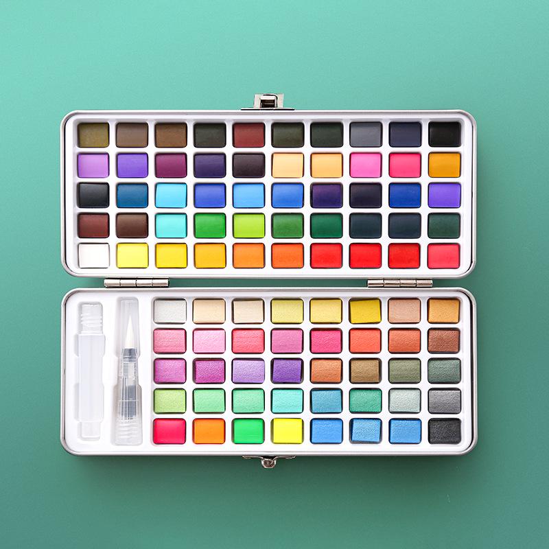 Portable Solid Watercolor Paint Set: 50, 72, 90, 100, 128 Colors for Art Students