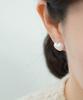 Alleun Silver 925 Glossy Heart Earrings Pearl Mini Bold