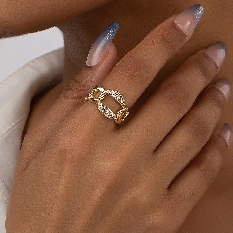 Korean Style Diamond Inlaid Open Index Finger Ring for Women