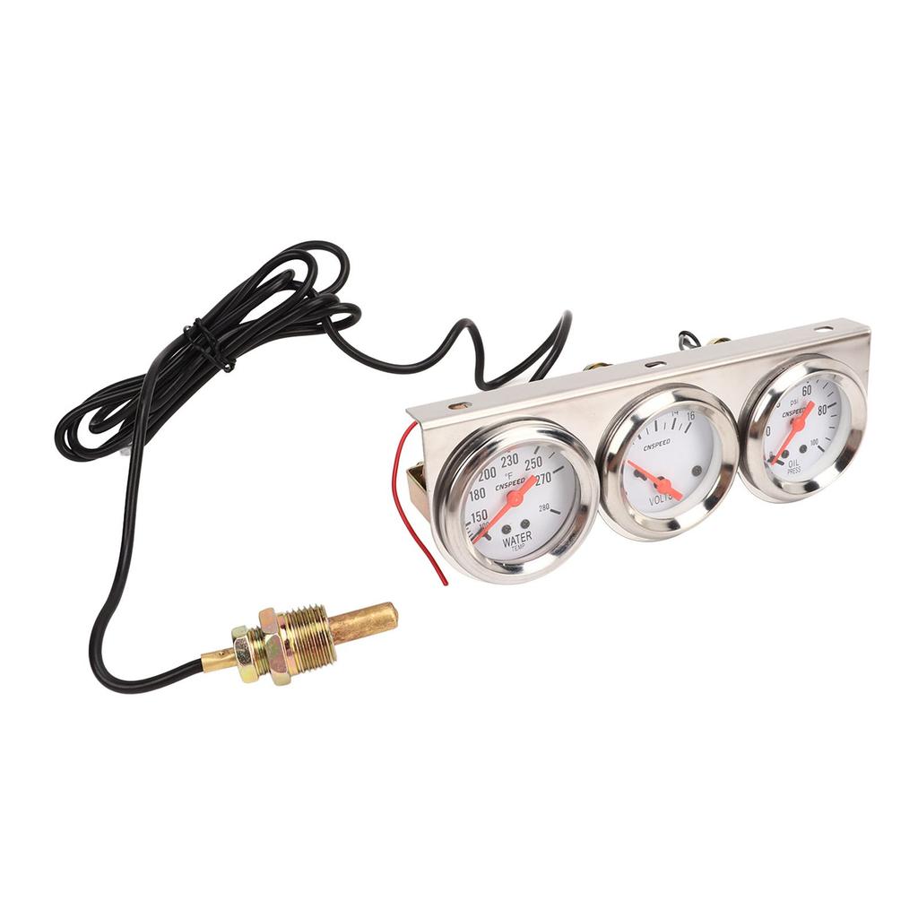 52mm Car Triple Gauge Kit White Dial 12V Oil Pressure Water Temp Voltmeter Car Meter with Sensor