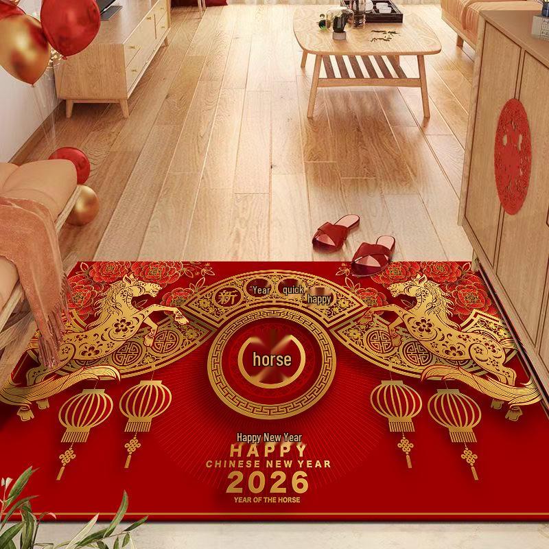 2026 Year of the Horse Crystal Velvet Non-slip Water-absorbent Entrance Mat 40x60cm (Thick Crystal Velvet)
