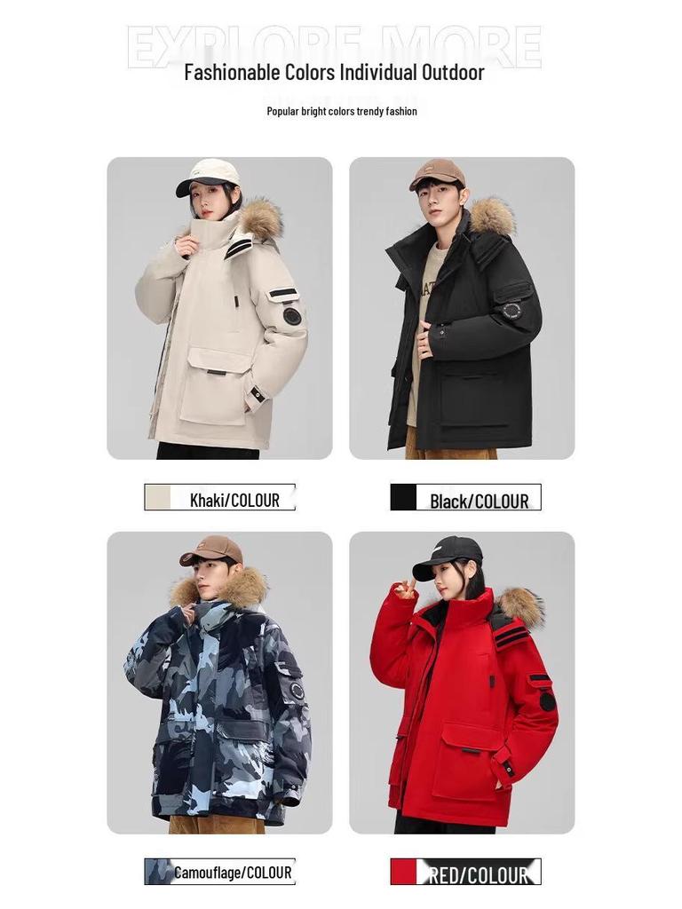 Unisex 2025 Winter Casual Thick Windproof Warm Couple Outdoor Down Jacket Coat