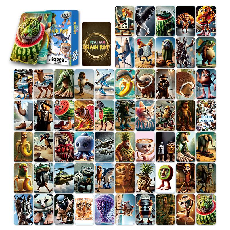 92pcs/set Italian Brainrot Cards Tung Tung Tung Sahur Tralalero Tralala Collectible Card for Boys Girls Birthday Gifts