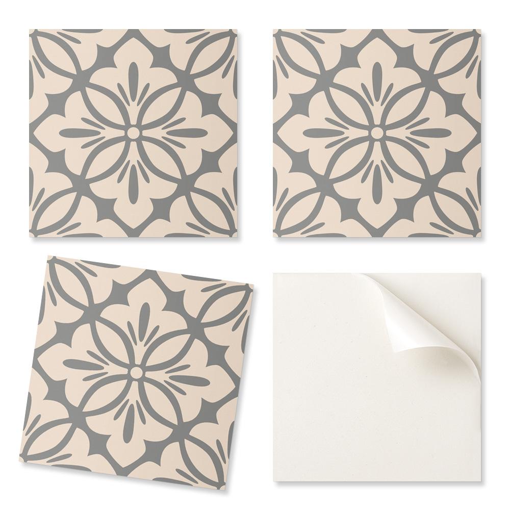 Set of Vinyl Tiles with a Floral Pattern for the Kitchen with Details 9x30x30 Cm