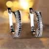Hot Selling Trendy Crystal Earrings For Women Black And White Stone Fashion Silver Gold Color Hoop Earrings Wedding Jewelry