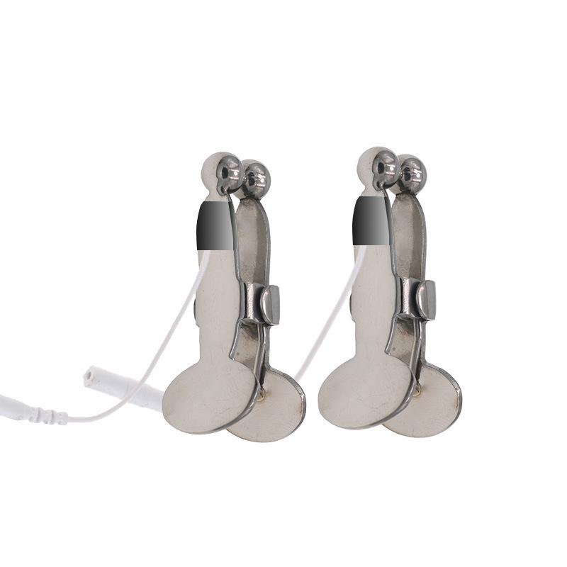 Strong Round Head Nipple Clamp Penis Electric Shock Pulse Sex Toys Sex Tools SM Female Adult Stainless Steel