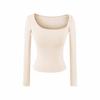 Women's One-Shoulder Long Sleeve Top with Built-in Bra - American Spicy Girl Design, Slim Fit, Autumn