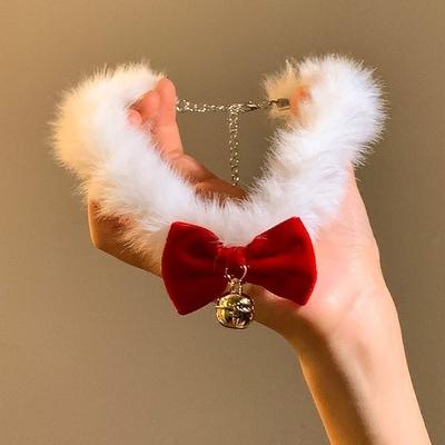 New Year Christmas Red Bowknot Plush Necklace For Women Atmospheric Choker Niche Collarbone Chain