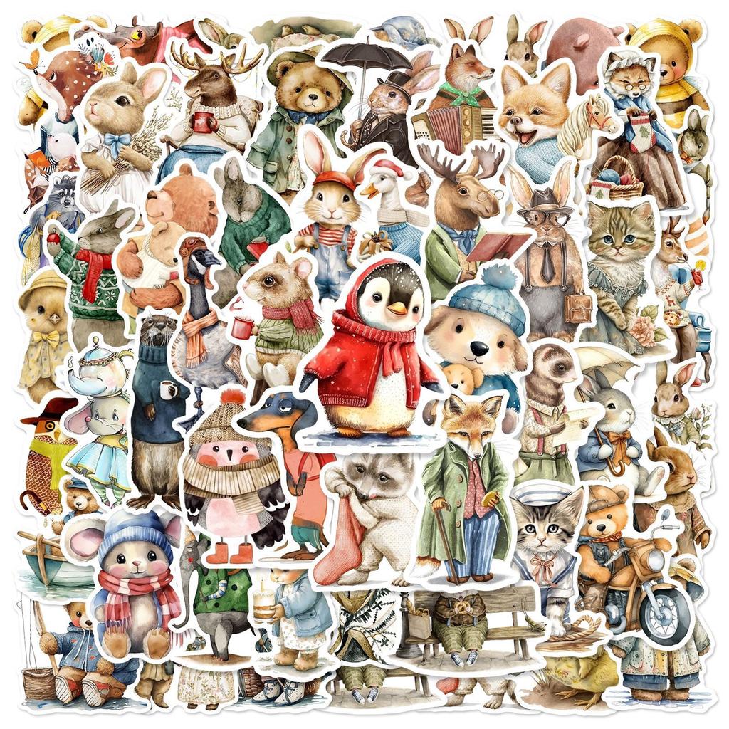 10/50/100pcs Mixed Adorable Humorous Zoo Wild Animals Stickers Aesthetic Designed For Children Toy DIY Skateboard Laptop Phone Car Decals Sticker