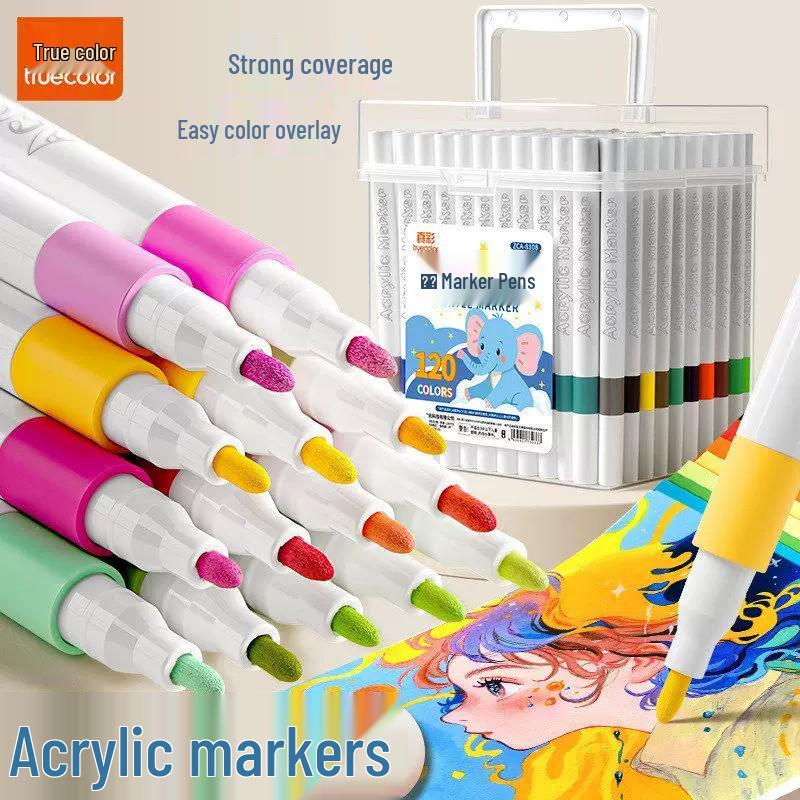 Acrylic Square Barrel Marker Pen Set for Kids - Opaque Watercolor Pens