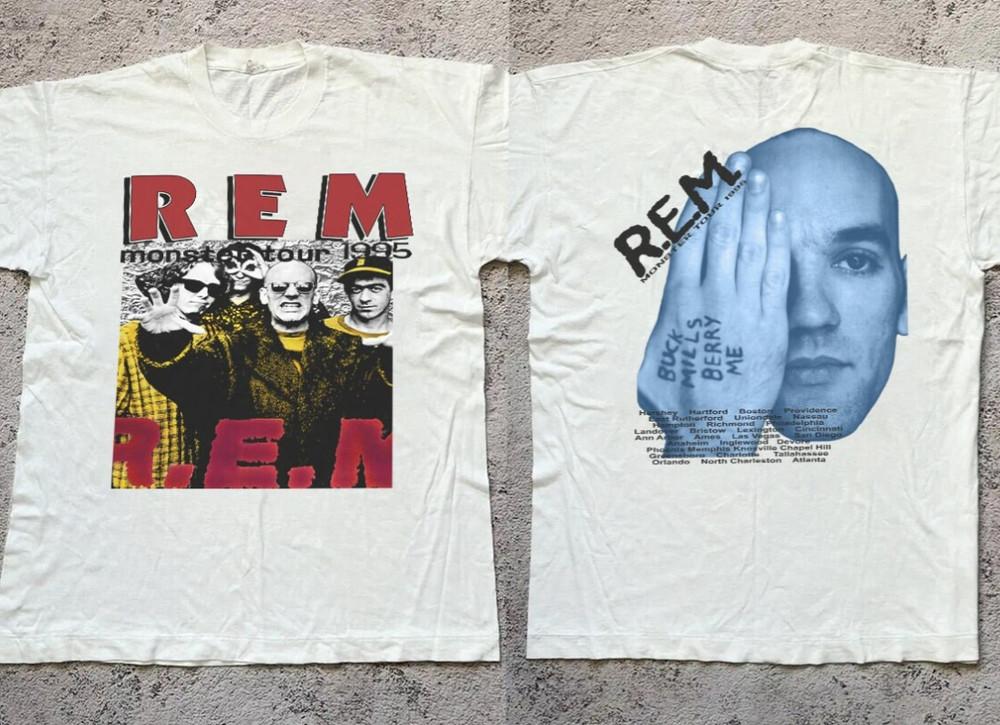 

Hot REM Band Music Tour White TShirt Cotton All Size Unisex Unisex T-Shirt XXL