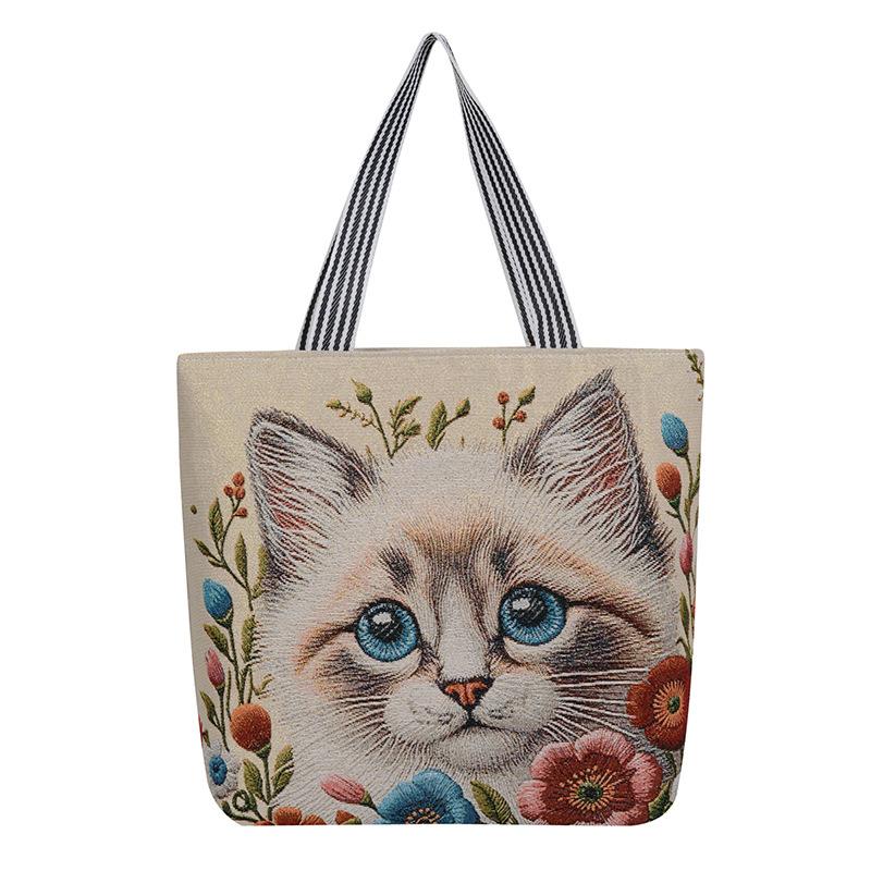 Ethnic Style Embroidered Canvas Bag Sofa Cloth Shoulder Women's Bag Women's Cross-border Leisure Gold Silk Embroidered Backpack