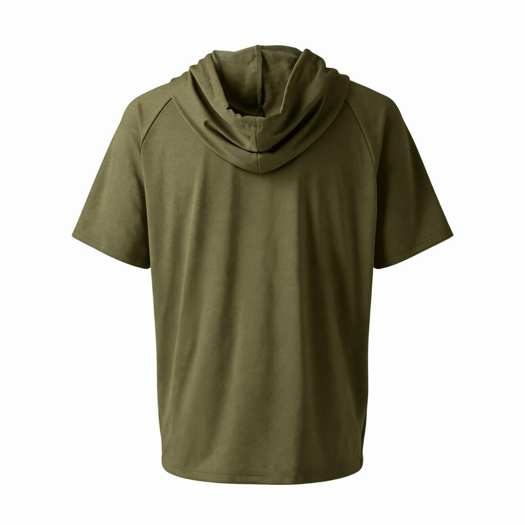 Sudadera con capucha de manga raglán de manga corta para hombre, jersey casual, tejido ligero y transpirable, con capucha y cordón, top para deportes al aire libre