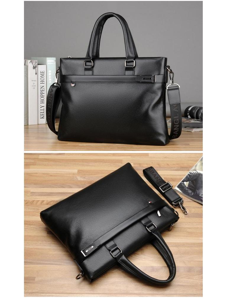 Men's Genuine Leather Cowhide Laptop Crossbody Bag - Business Travel Trend