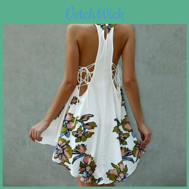 Elegant Sexy Vest Skirt Sleeveless Short Skirt Printed Flower Casual Dress For Women S-xxl