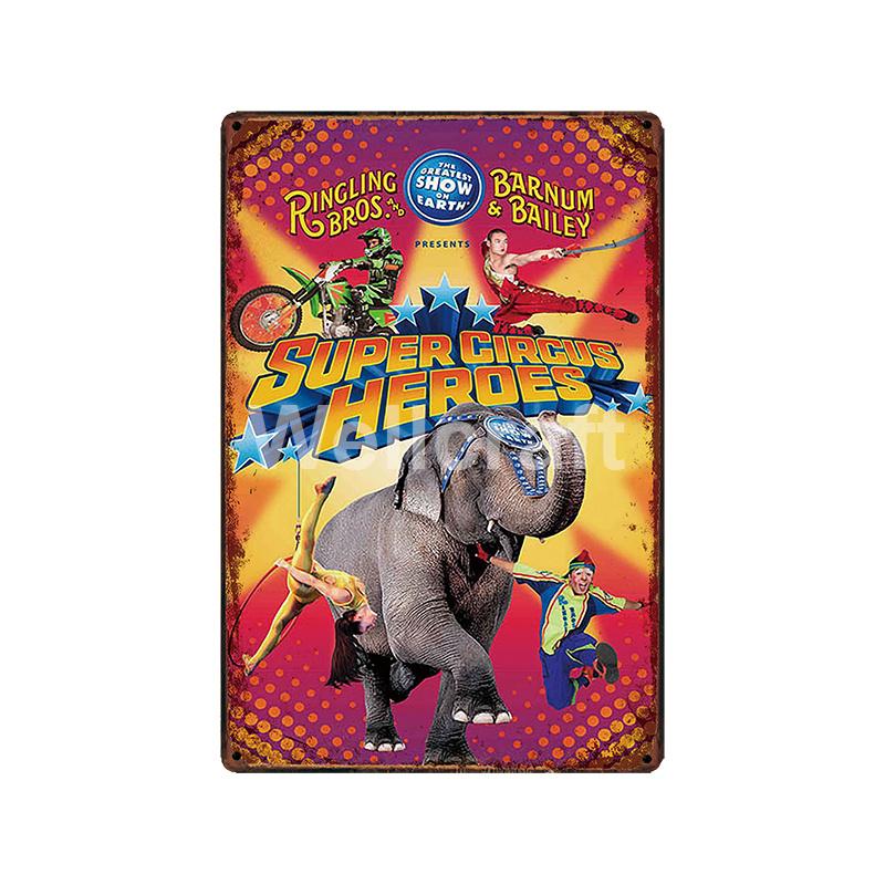 [ WellCraft ] Circus Lion Elephant Tiger Clown Horse Metal Sign Vintage Painting Decor  LT-1899