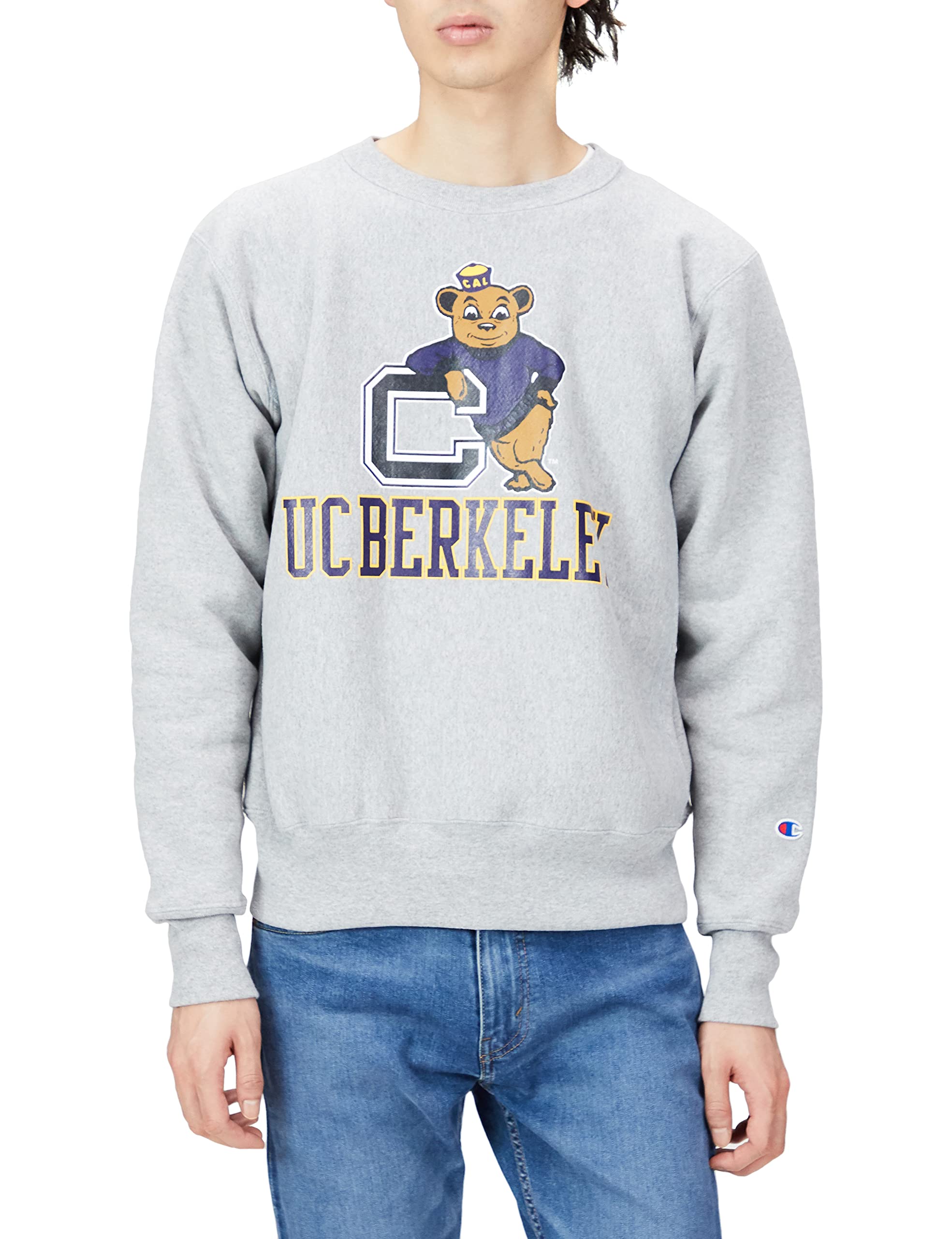 

Champion Reverse Heavyweight Crew Neck Sweatshirt with Brushed Fleece and Single Red UC Berkeley College Made in Oxford Size Men s 12.5oz Weave® Tag,