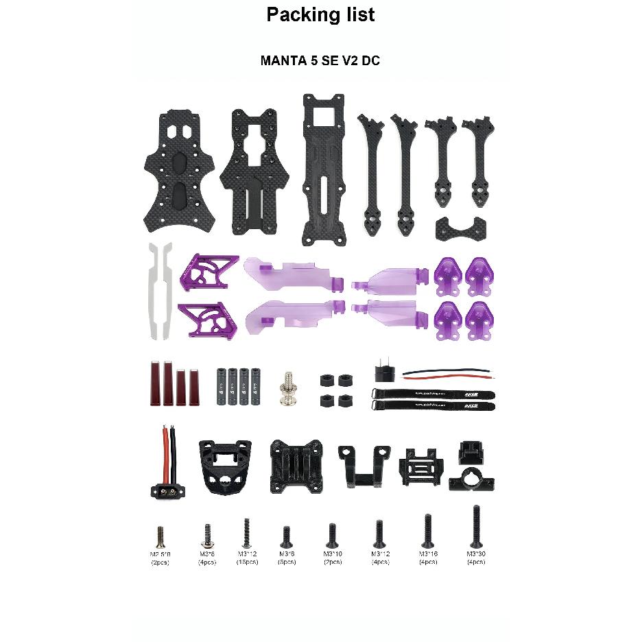 Axisflying Manta 5 SE V2 Frame Kit Squashed X / DC for FPV Cinematic Freestyle Drones