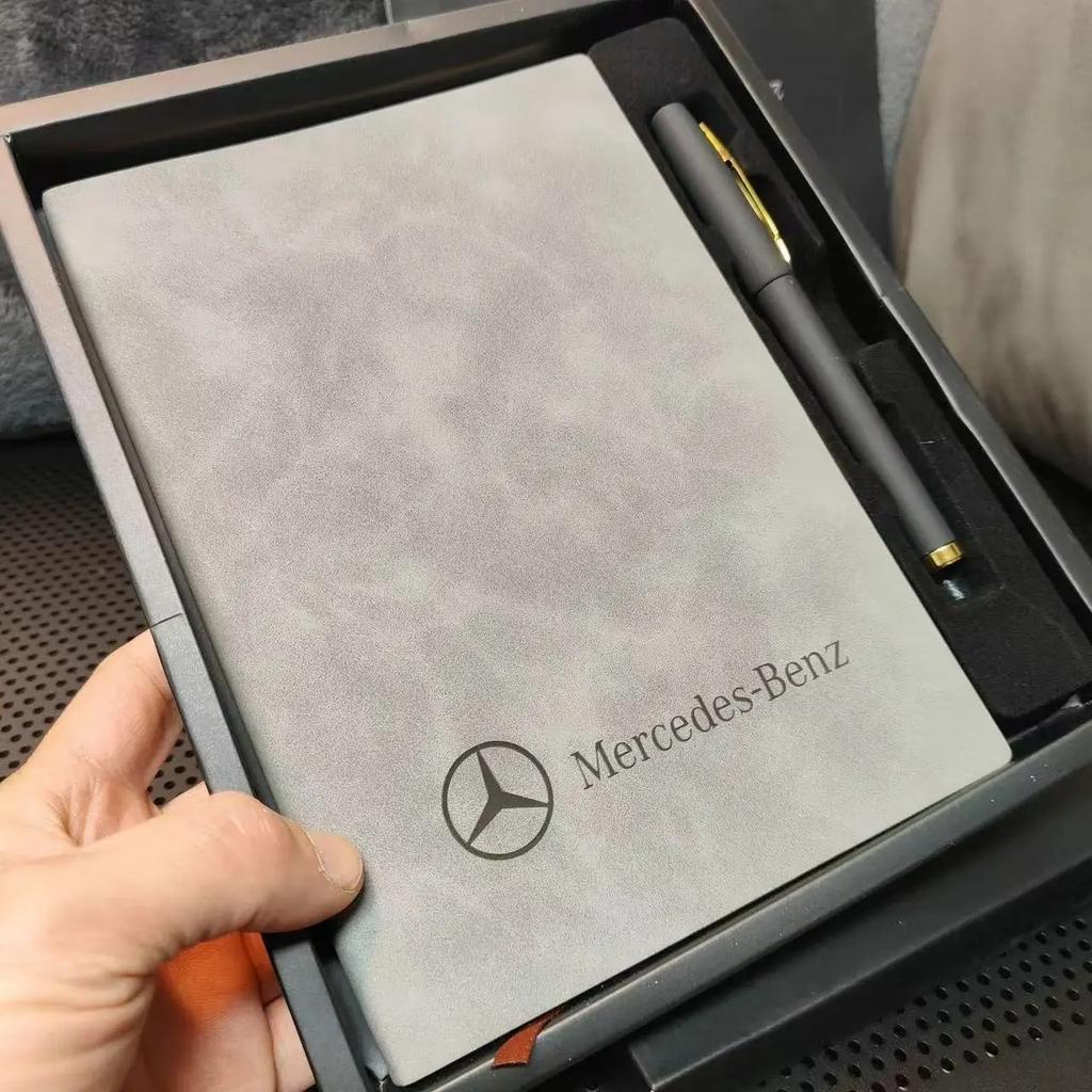 GLC GLB A5 Retro Notebook Soft Leather Cover & Neutral Pen Car Man Business Gifts For Mercedes Benz W176 W177 W204 W205 W212 W2