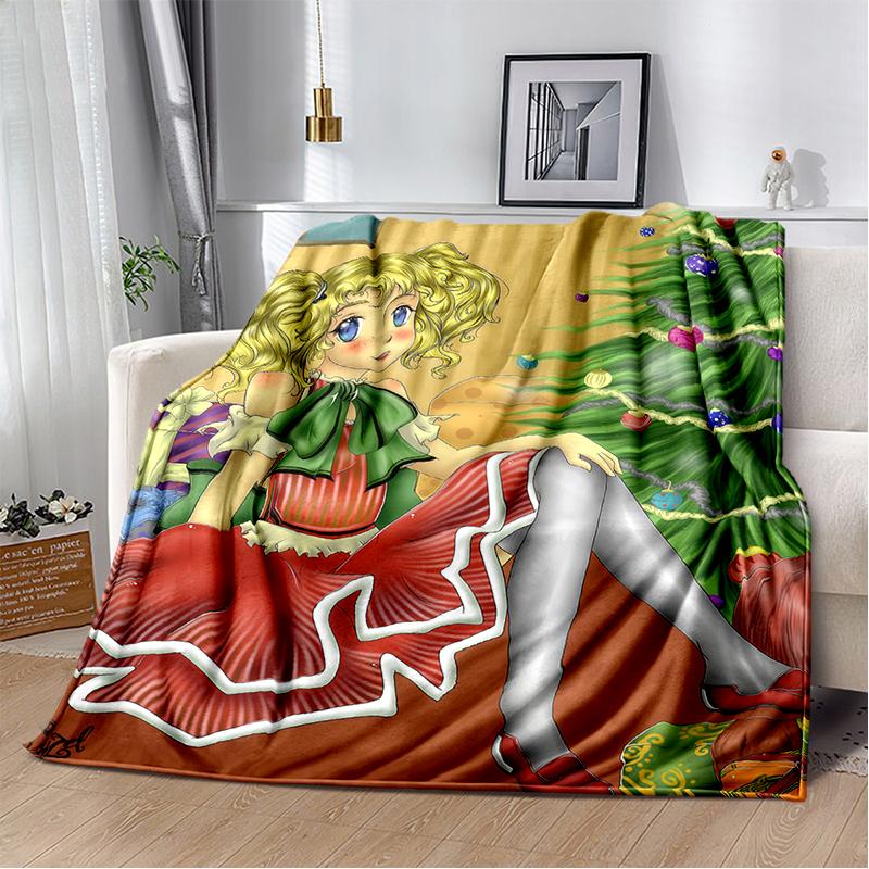 Candy Candy 29 Styl Nowy Retro Kreskówkowa Dziewczyna Anime Miękki Pluszowy Koc, Flanelowy Koc Narzuta do Salonu Sypialni Sofa Prezent dla Dziecka