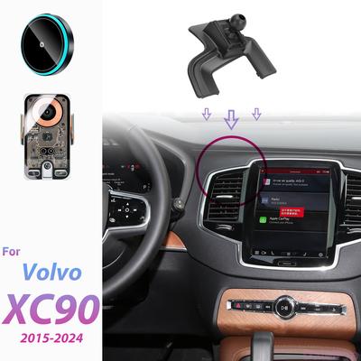 Für Volvo XC90 2015 2016 2017-2024 Auto-Handyhalter Drahtloser Ladehalter Handy Auto-Klemmung Starker Magnetischer Halter Basis