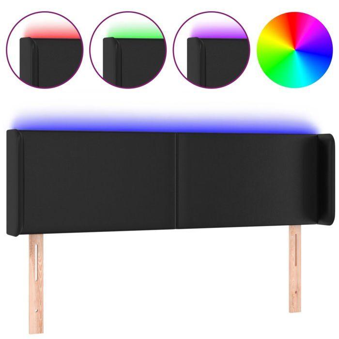 VidaXL Tête de Lit à LED Meuble de Chambre à Coucher Accessoire de Lit Double Tête de Cadre de Lit Intérieur Noir 3123046