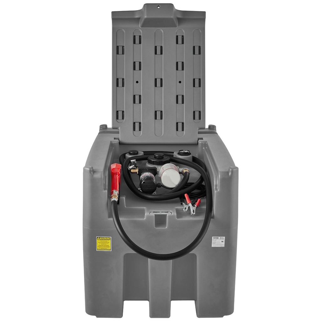 VEVOR Portable Diesel Tank, 439.1 L Capacity & 37.85 L/min Flow Rate, Diesel Fuel Tank with 12V Electric Transfer Pump and 399.3 Cm Rubber Hose