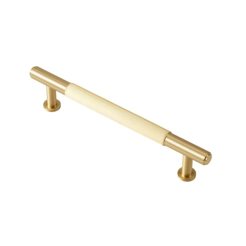 Ribbed Grip Cabinet Pull Handle, Brushed Gold Bar Hardware for Drawer Fronts, Bedside Storage and Cabinet Face