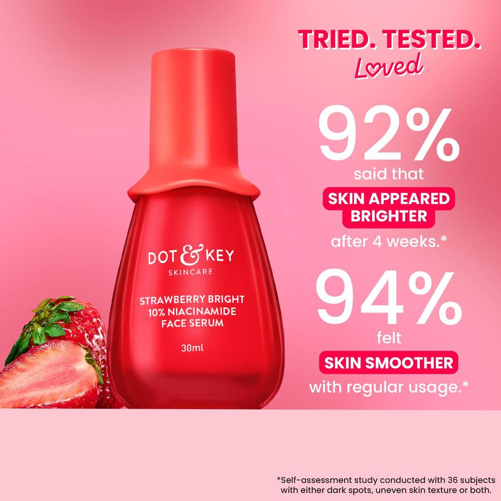 DOT & KEY 10% Niacinamide Strawberry Face Serum 20ml | Hydrates, Smooths & Reduces Dark Spots