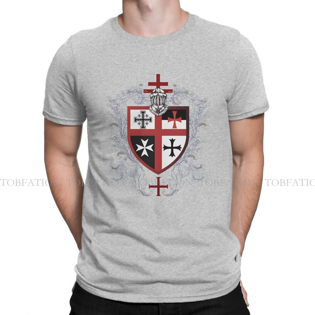Cross Shield Symbol Medieval Emblem Secret Order TShirt For Male Knights Templar Tops Novelty T Shirt Soft Print  Creative Gift